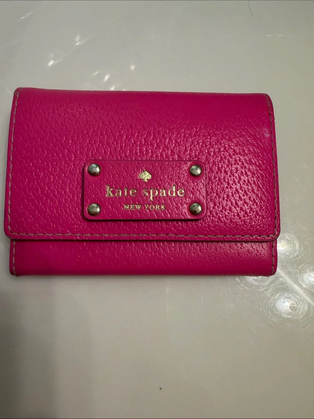 kate spade Hot Pink Leather Logo compact Wallet